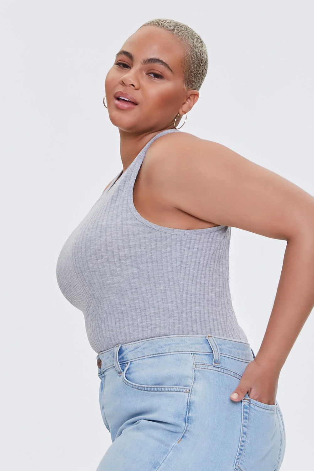 Plus Size Ribbed Tank Bodysuit - Image 2