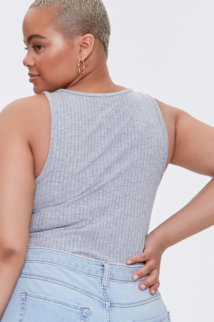 Plus Size Ribbed Tank Bodysuit - Image 3