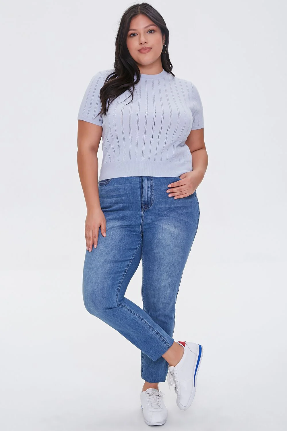 Plus Size Pointelle Sweater-Knit Tee - Image 4