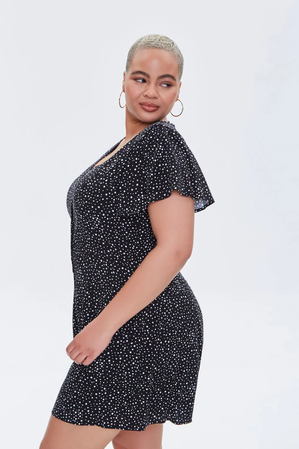 Plus Size Spotted Print Romper - Image 2