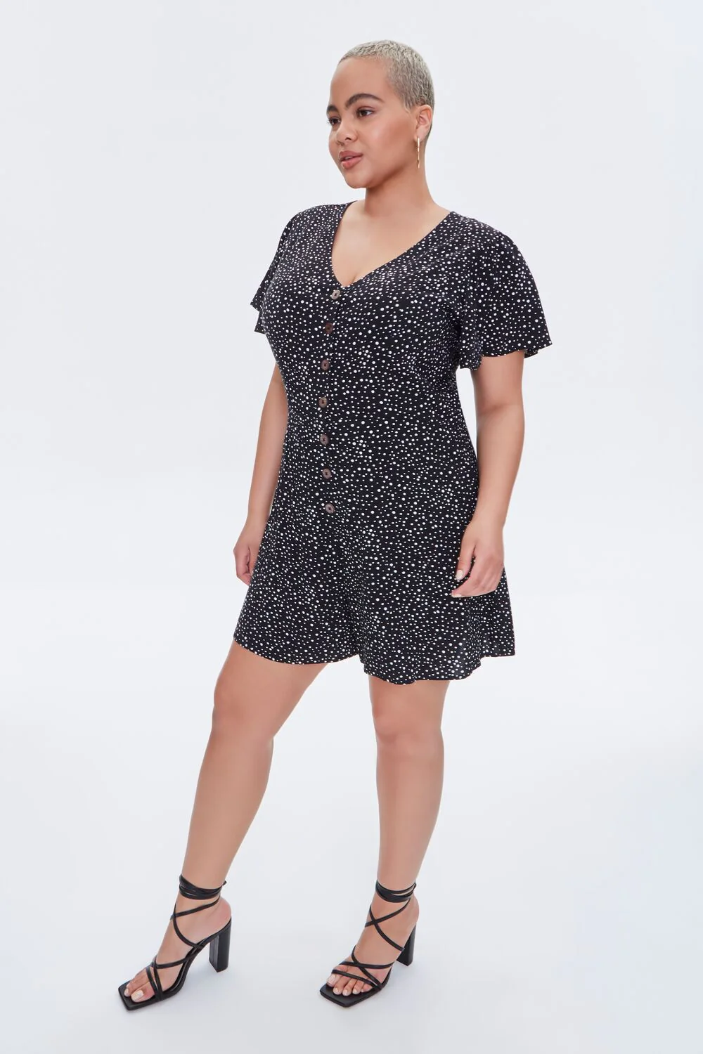 Plus Size Spotted Print Romper - Image 4