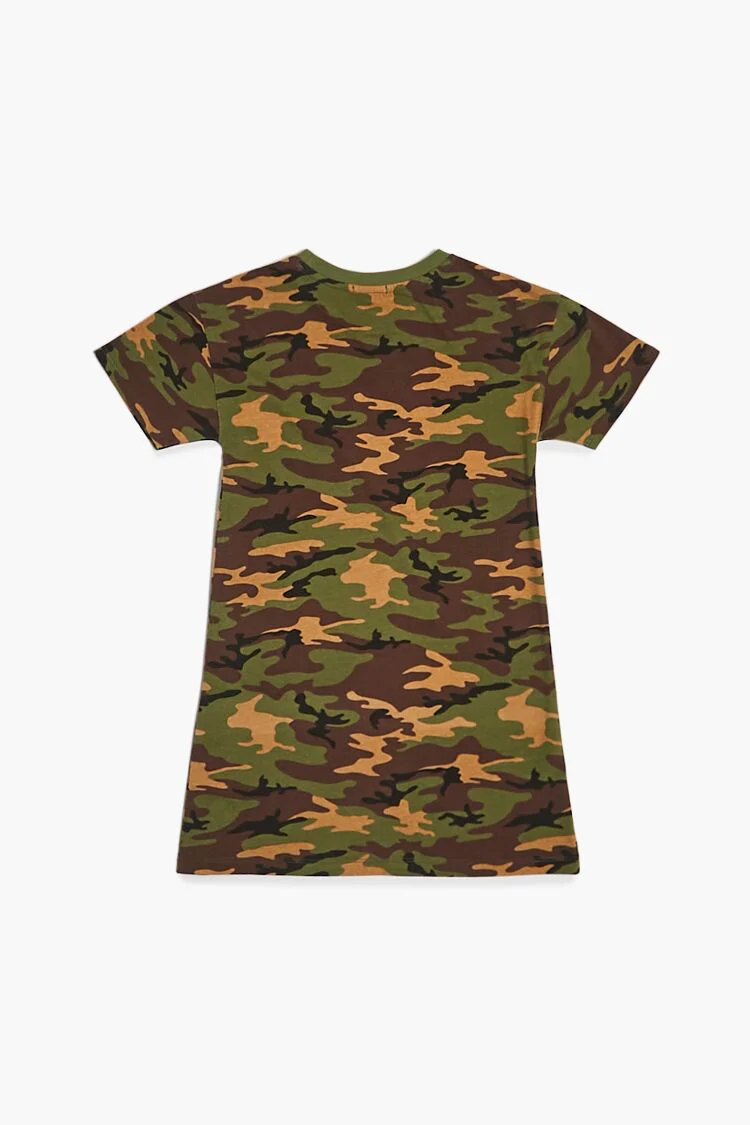 Girls Camo Print T-Shirt Dress (Kids) - Image 2