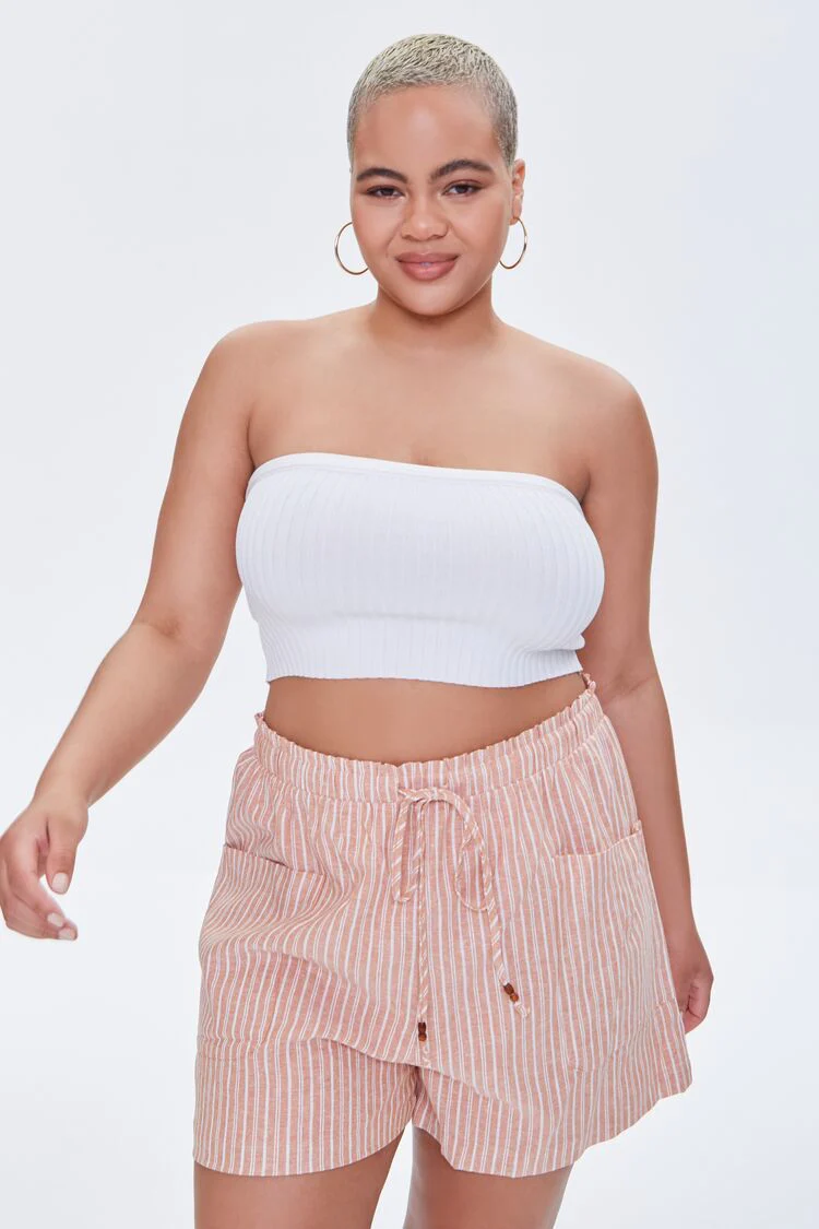Plus Size Striped Paperbag Shorts - Image 6