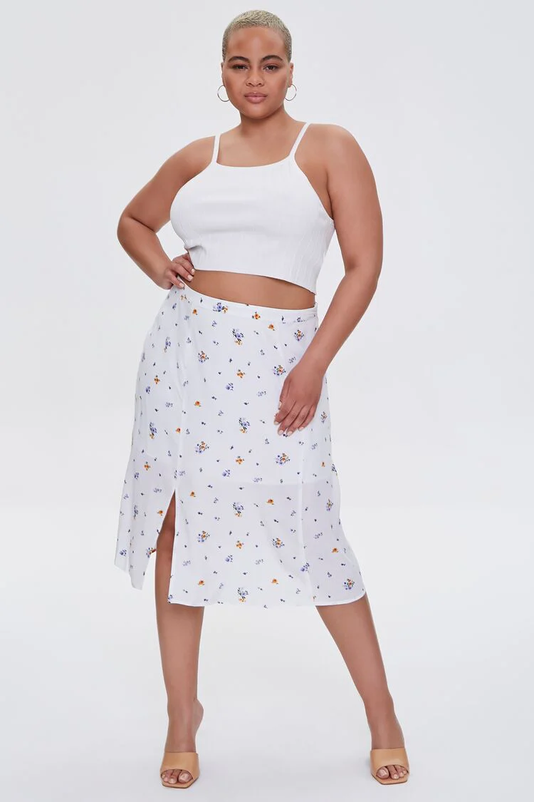 Plus Size Floral Print Skirt - Image 5