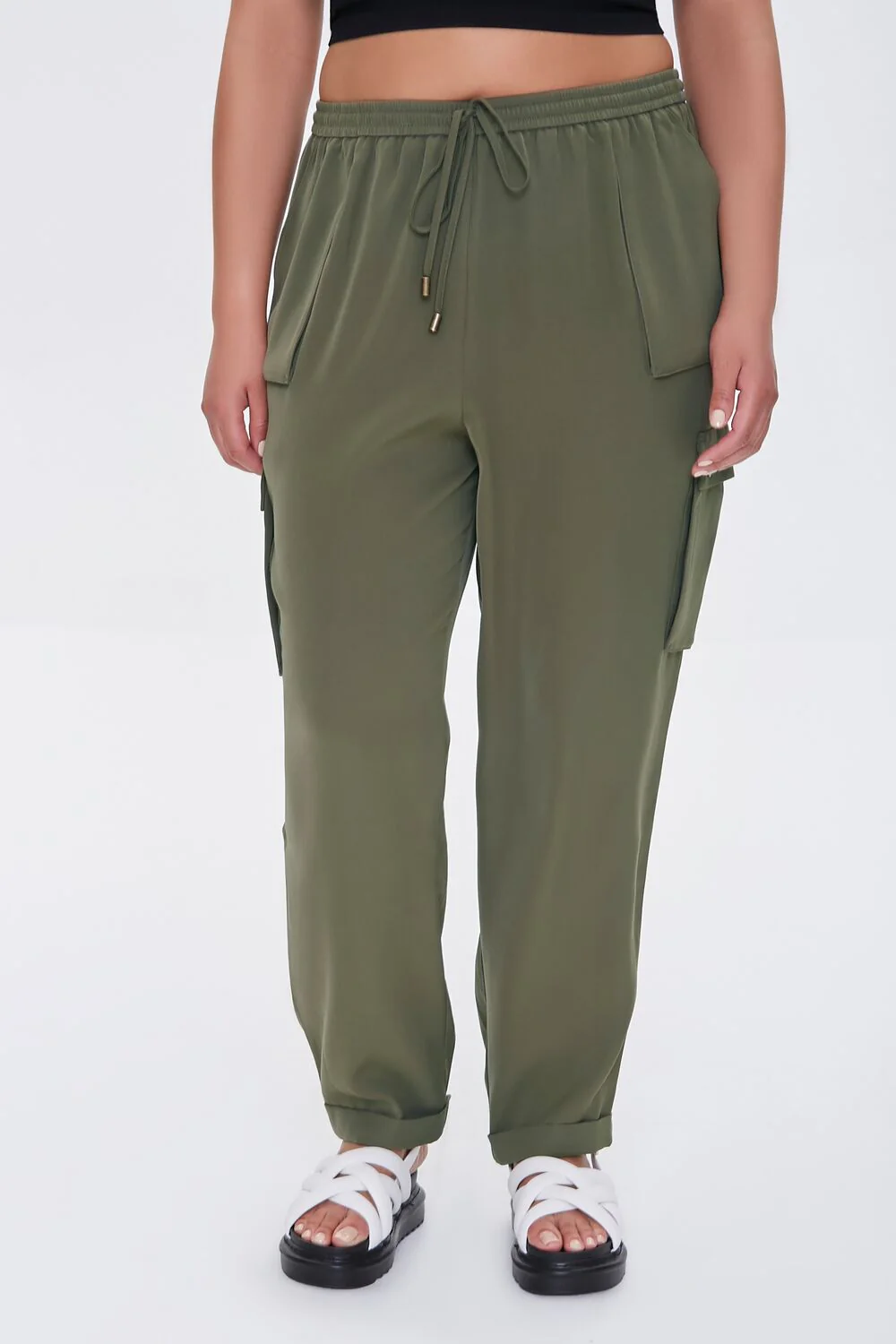 Plus Size Drawstring Cargo Pants - Image 2