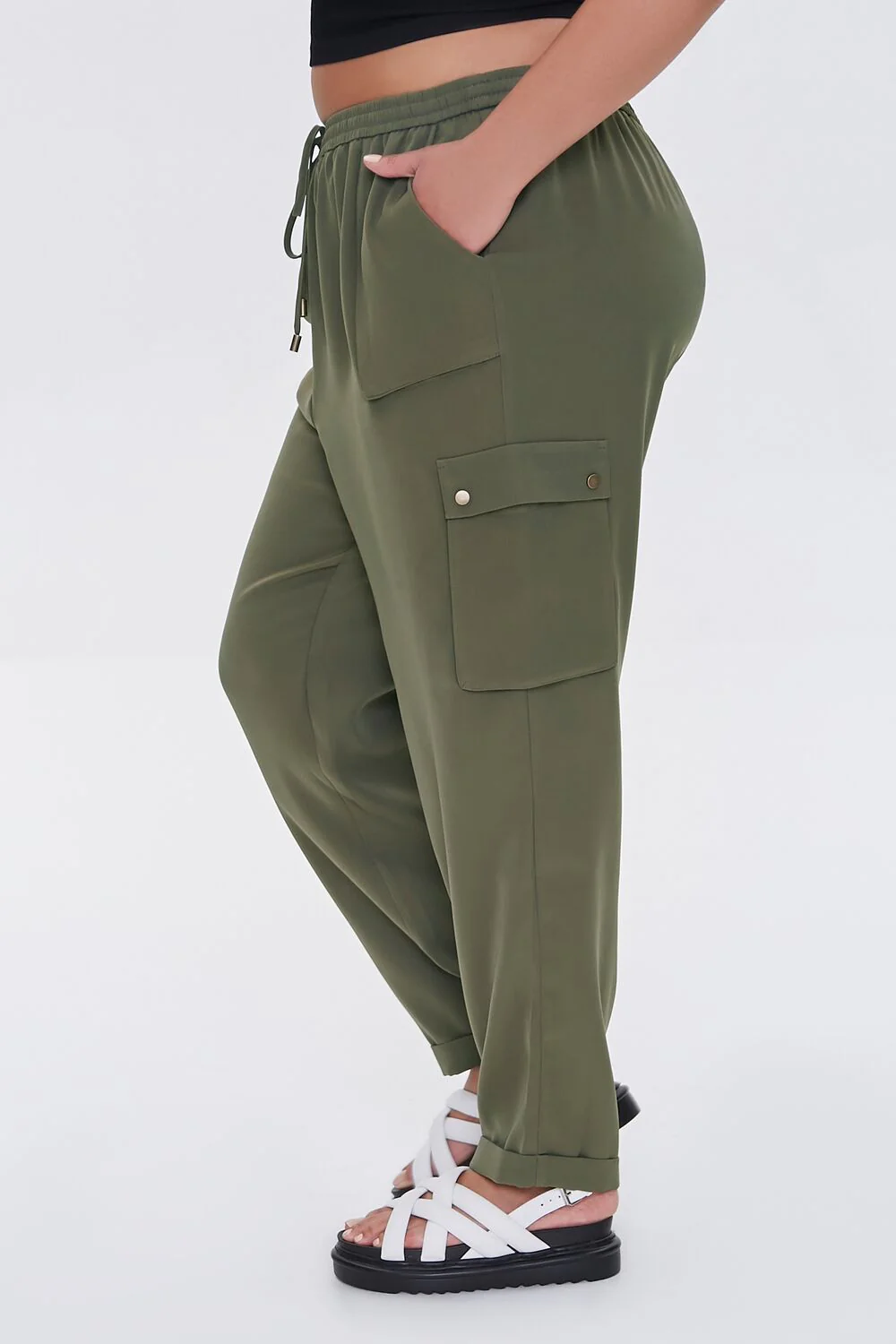 Plus Size Drawstring Cargo Pants - Image 3