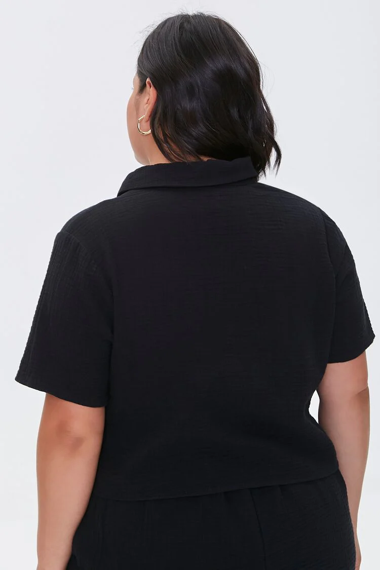 Plus Size Textured Shirt - Image 3