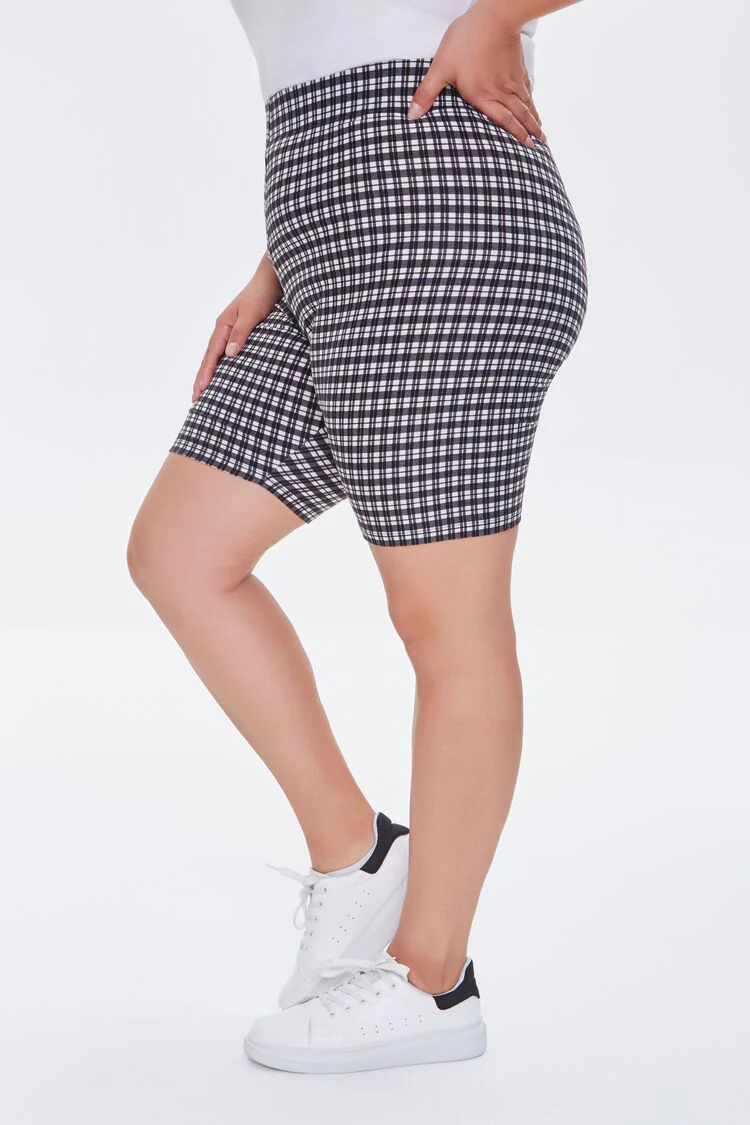 Plus Size Gingham Biker Shorts - Image 3