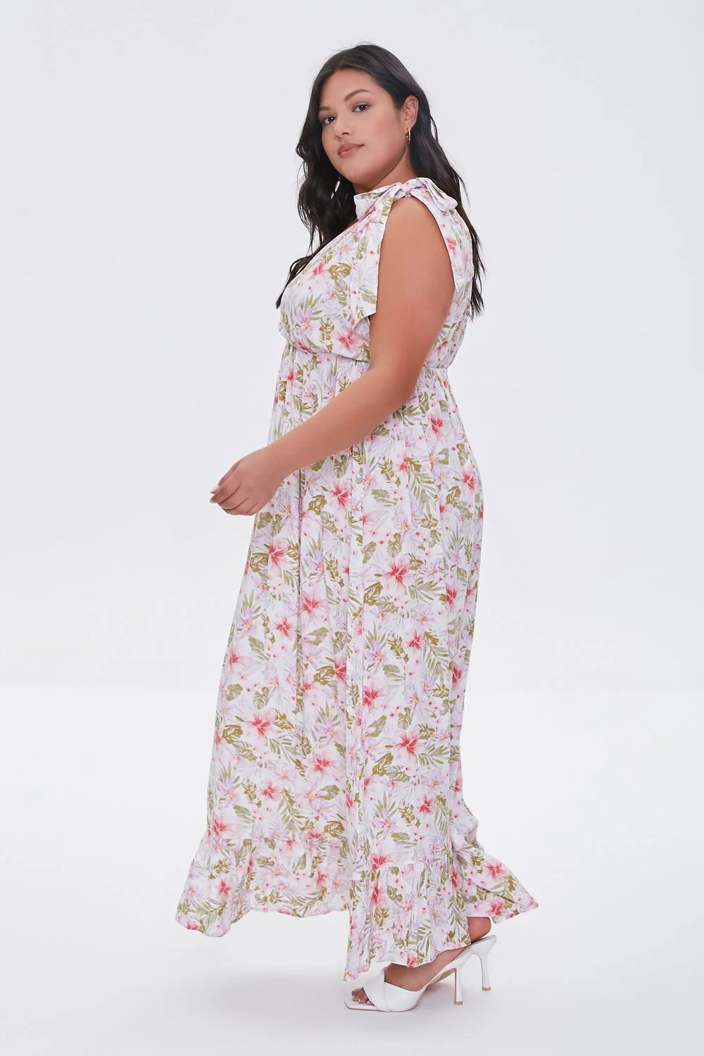 Plus Size Floral Print Midi Dress - Image 3