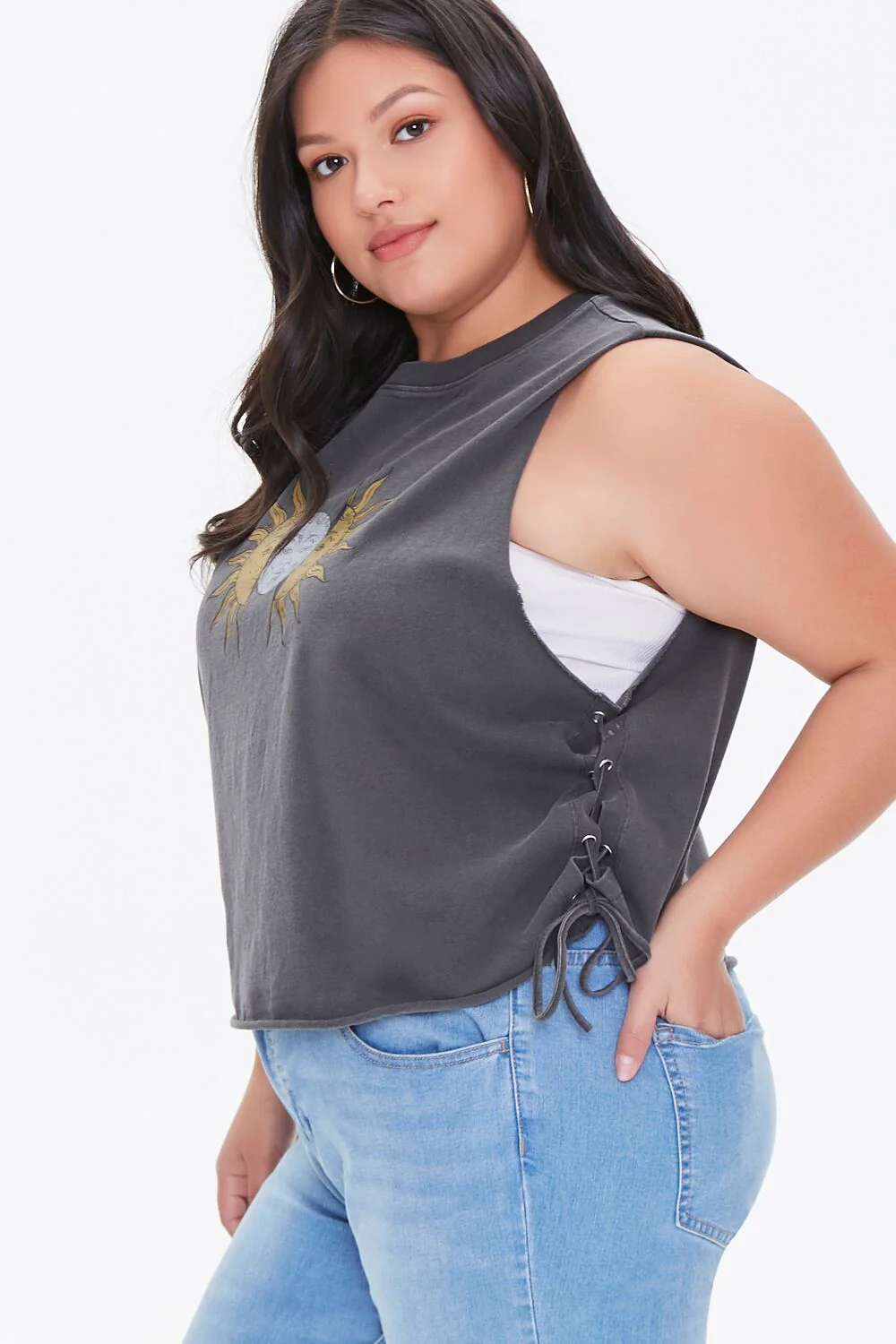 Plus Size Sun & Moon Graphic Muscle Tee - Image 2