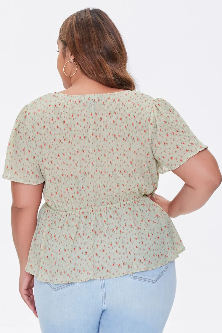 Plus Size Floral Print Top - Image 3