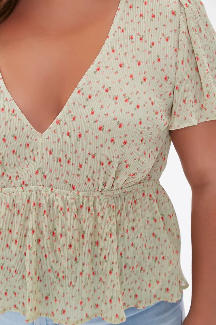 Plus Size Floral Print Top - Image 5