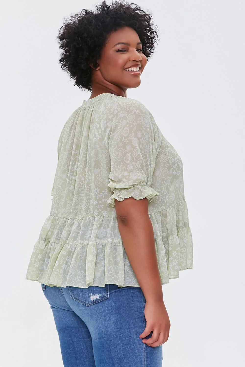 Plus Size Floral Print Top - Image 2