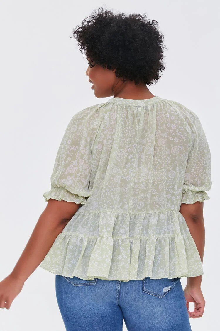 Plus Size Floral Print Top - Image 3