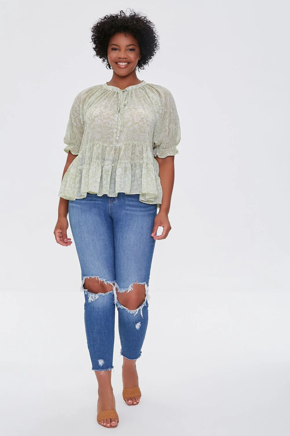 Plus Size Floral Print Top - Image 4