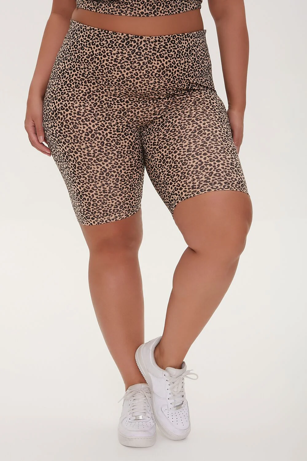 Plus Size Leopard Print Biker Shorts - Image 2