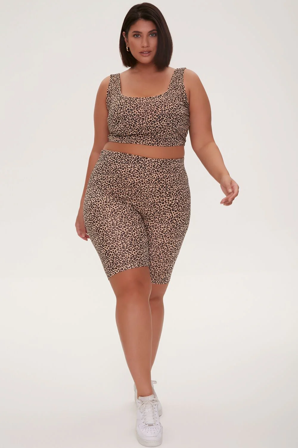 Plus Size Leopard Print Biker Shorts - Image 5