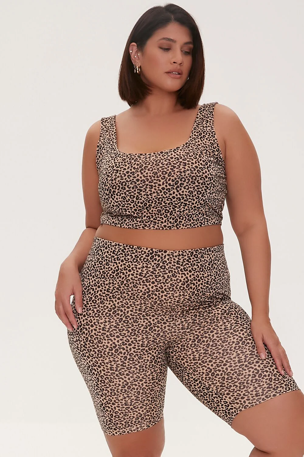 Plus Size Leopard Print Biker Shorts - Image 6