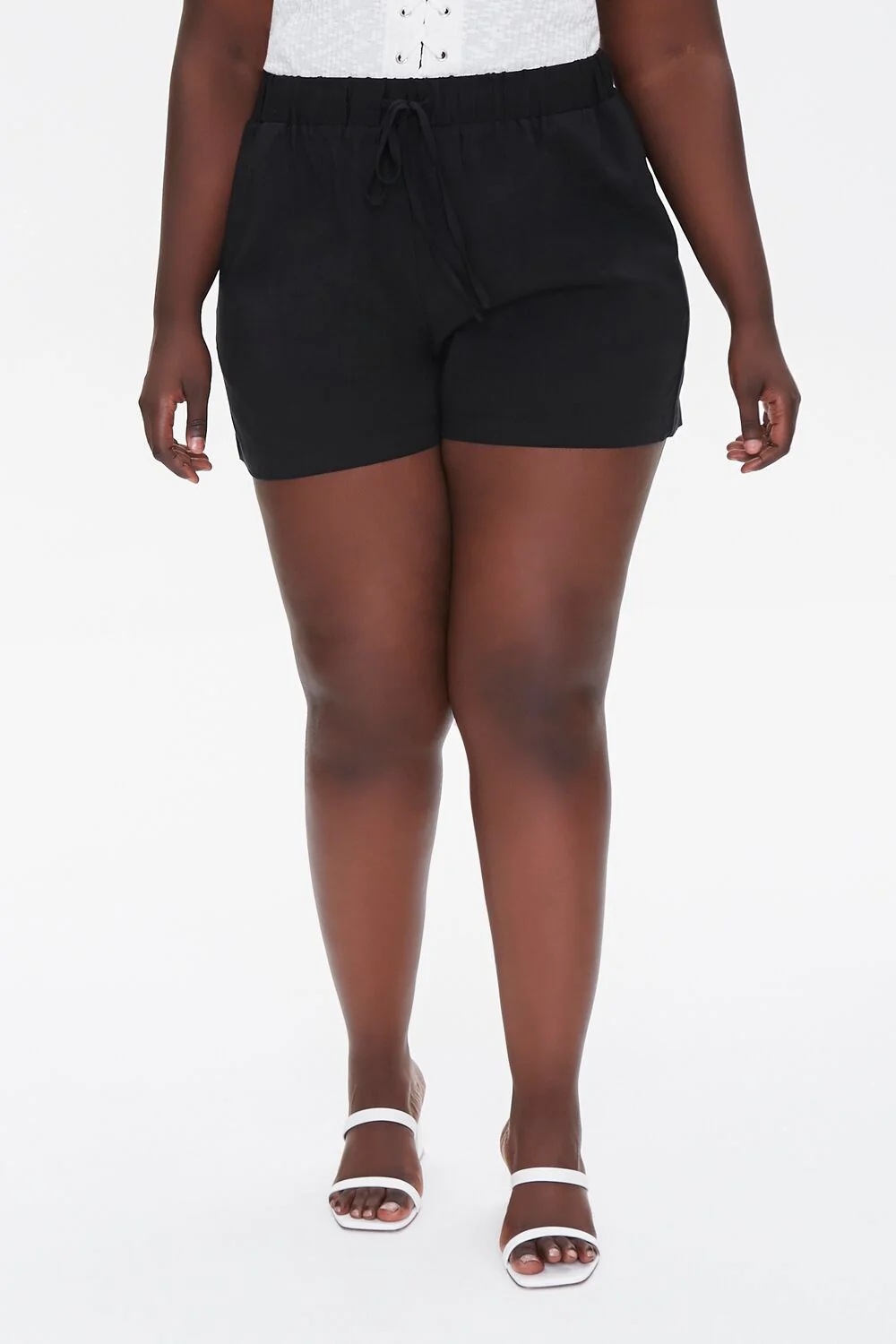Plus Size Linen Drawstring Shorts - Image 2