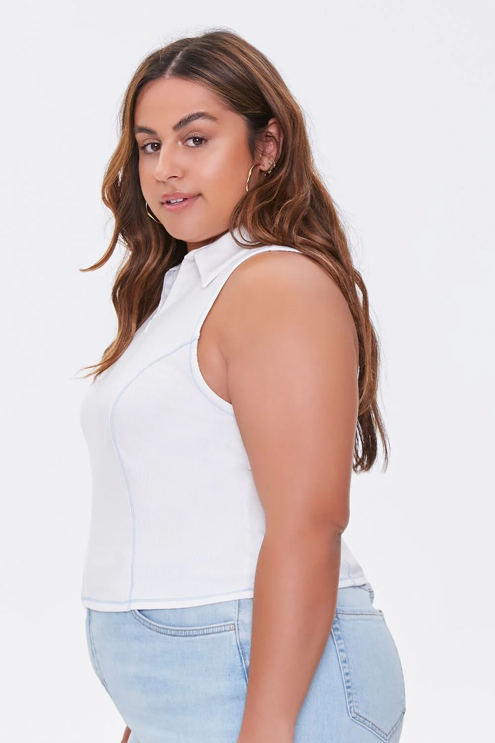 Plus Size Sleeveless Half-Zip Top - Image 2