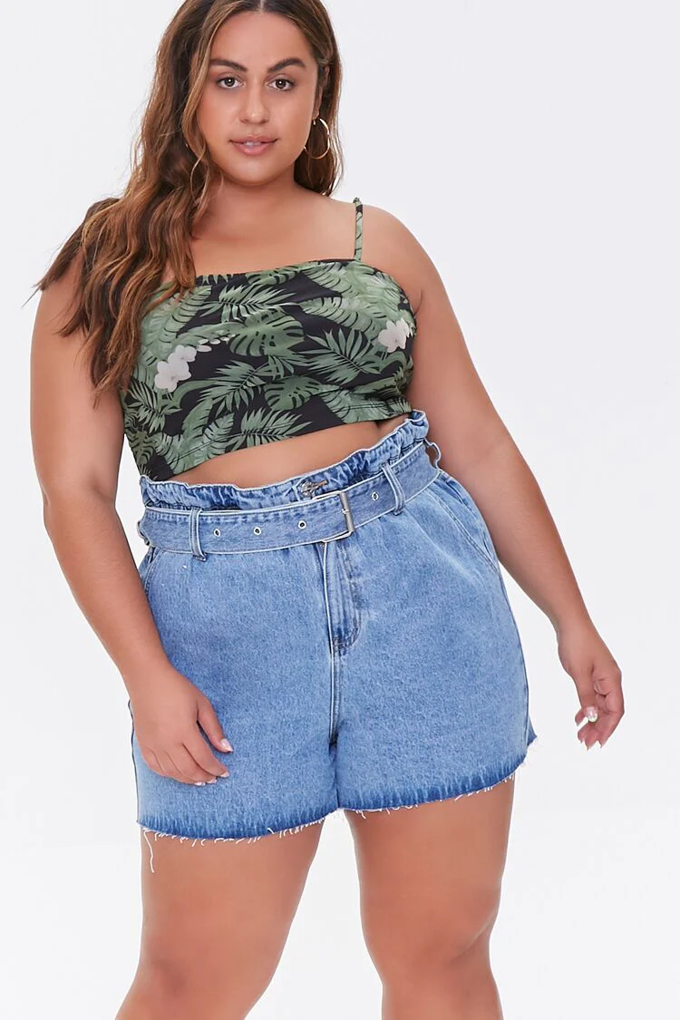 Plus Size Paperbag Denim Shorts - Image 5