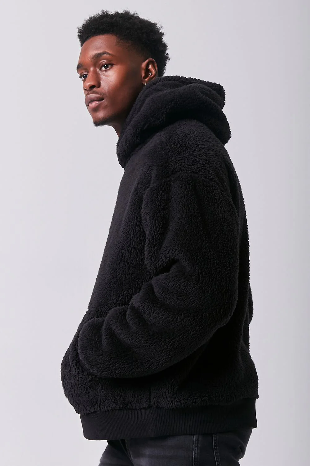 Faux Shearling Teddy Hoodie - Image 2