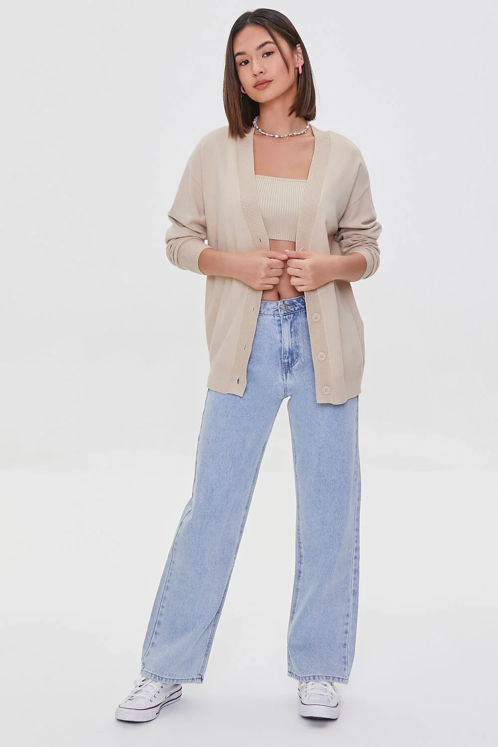 Sweater-Knit Crop Top & Cardigan Set - Image 4