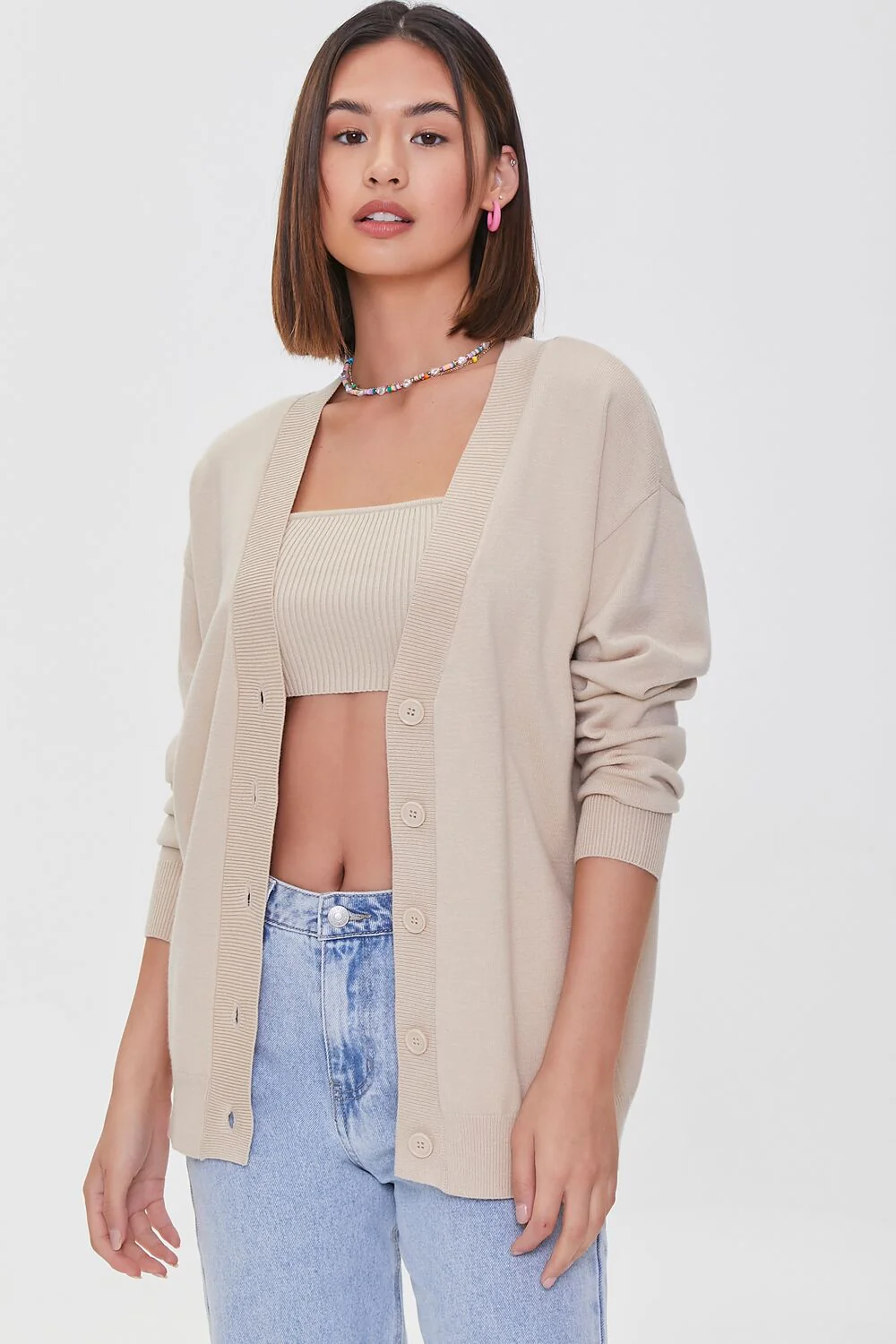 Sweater-Knit Crop Top & Cardigan Set - Image 5