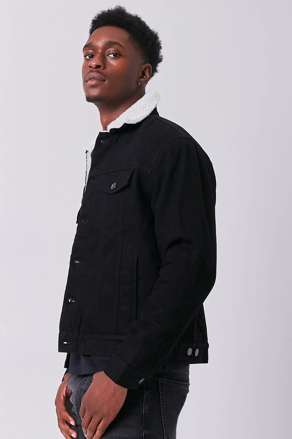 Denim Faux Shearling Jacket - Image 2