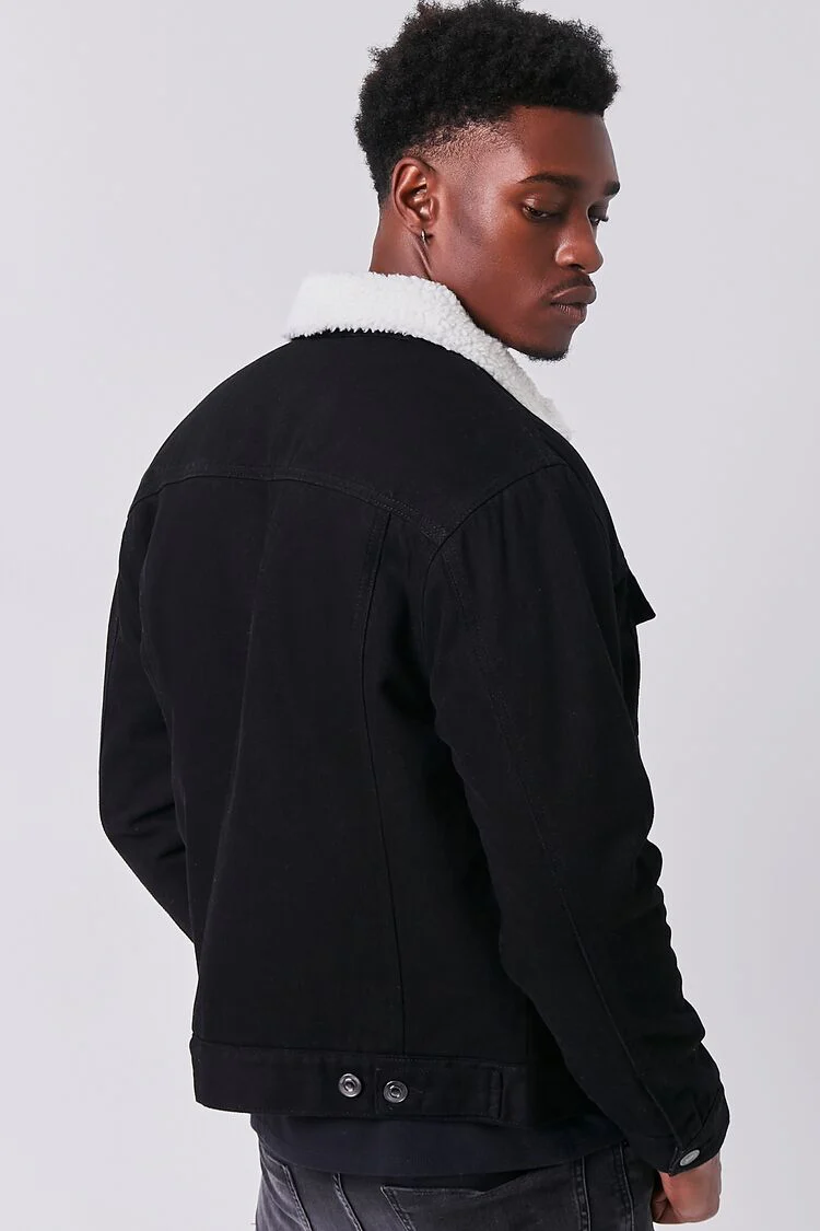 Denim Faux Shearling Jacket - Image 3
