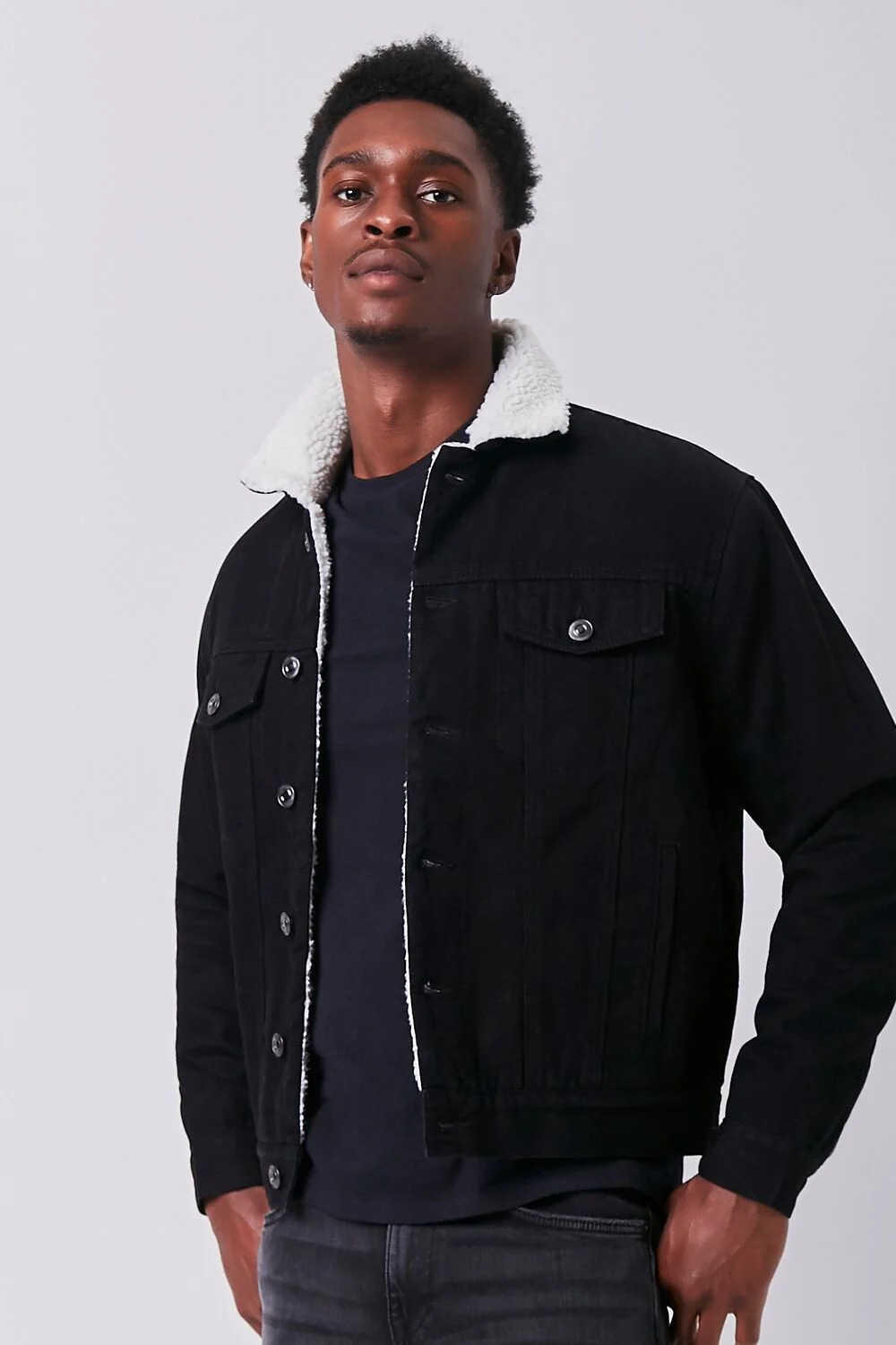 Denim Faux Shearling Jacket - Image 6
