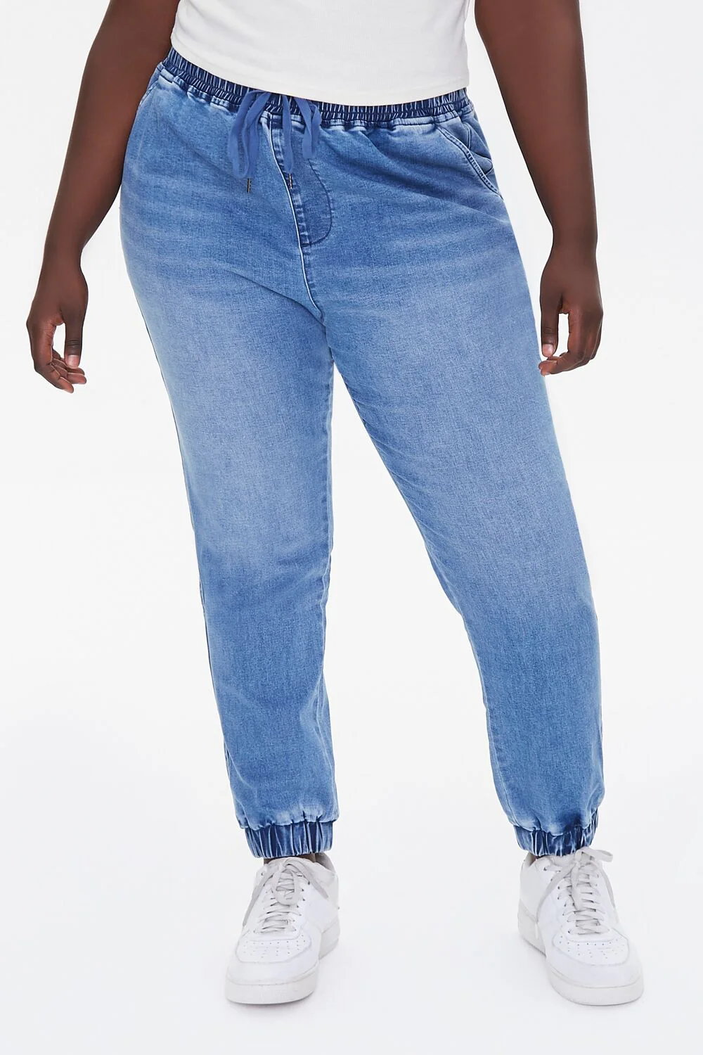 Plus Size Denim Drawstring Joggers - Image 2