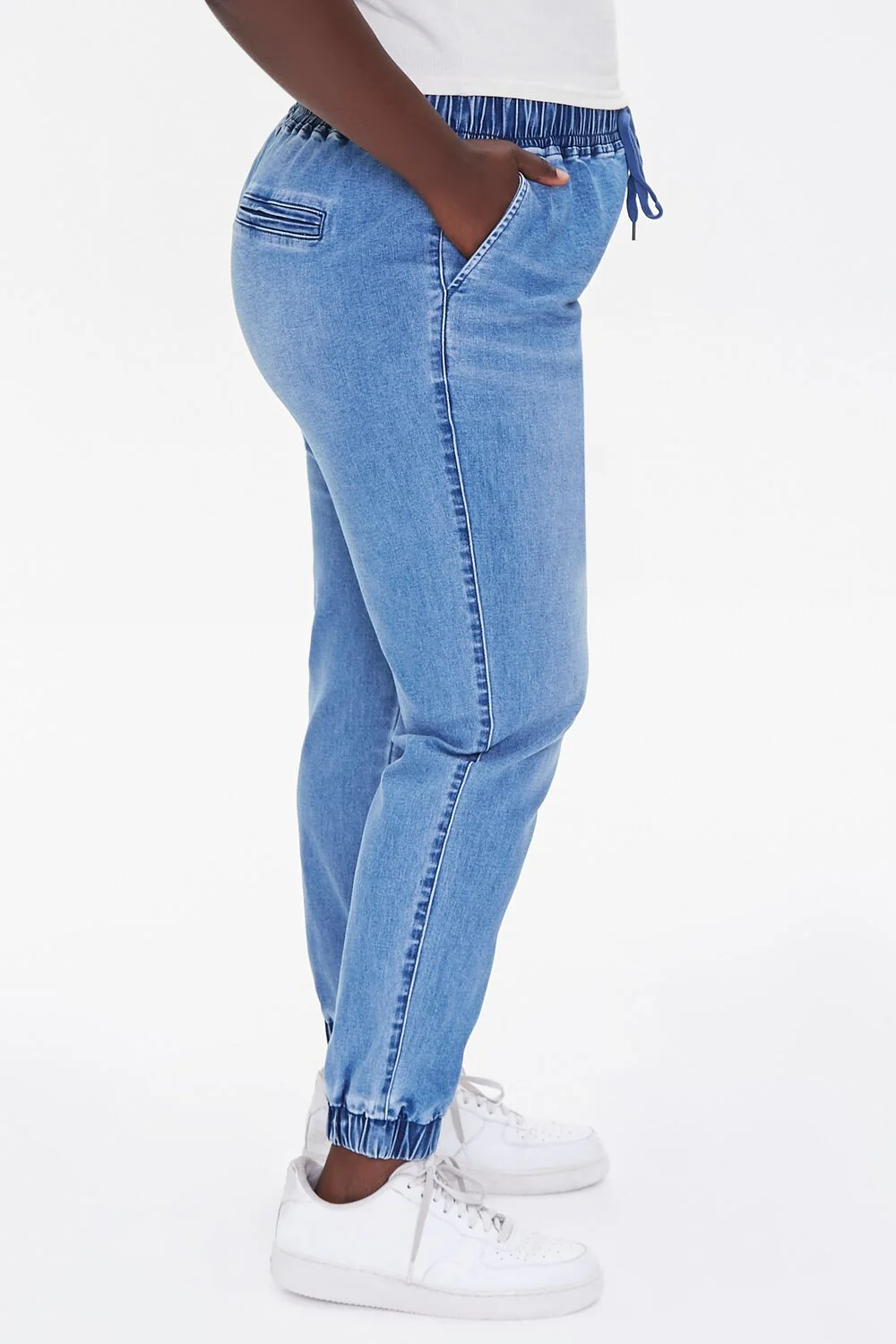 Plus Size Denim Drawstring Joggers - Image 3