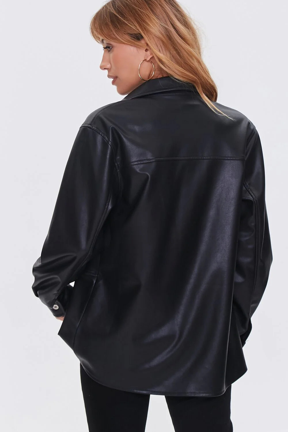 Faux Leather Drop-Sleeve Jacket - Image 4