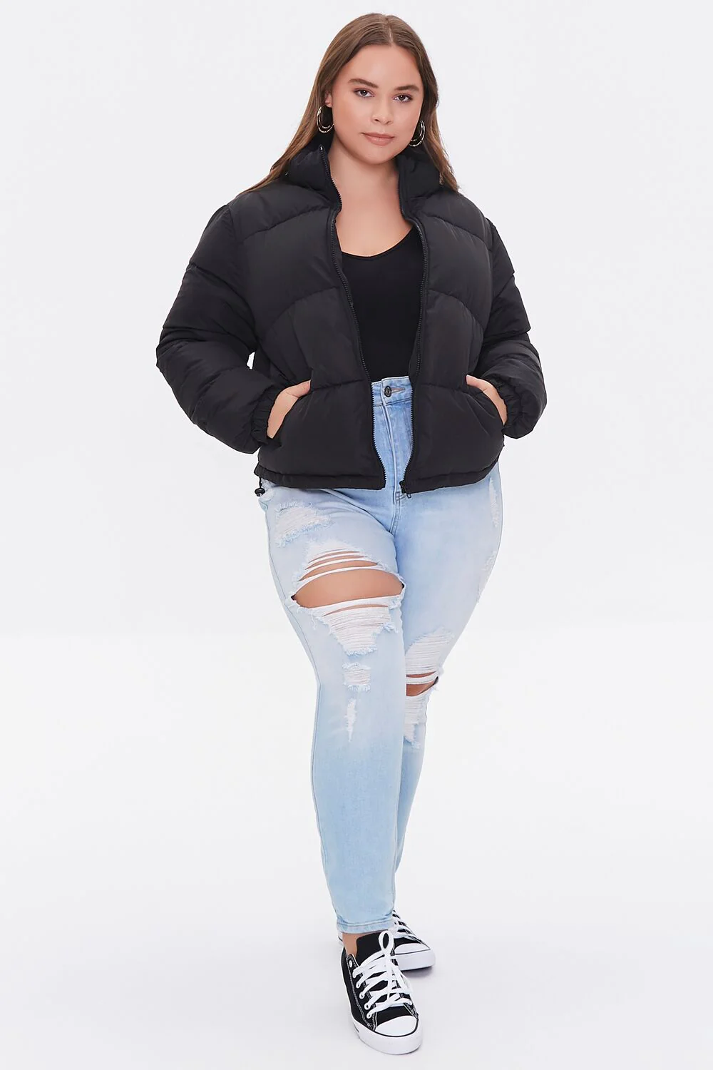 Plus Size Zip-Up Puffer Jacket - Image 4