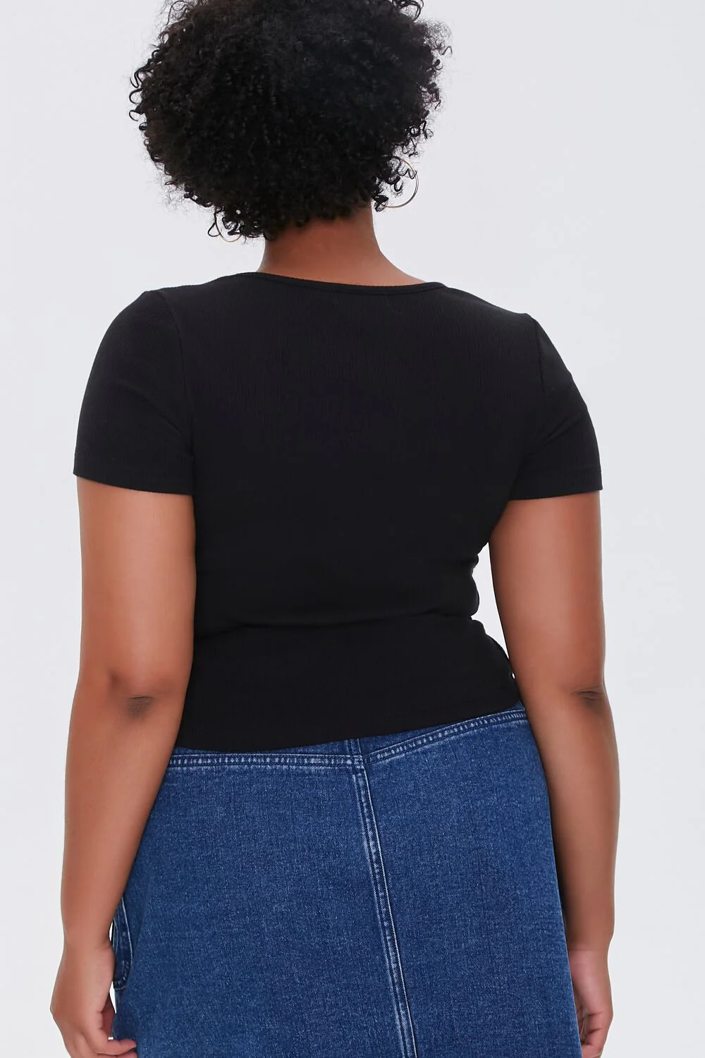 Plus Size Ribbed Drawstring Tee - Image 3