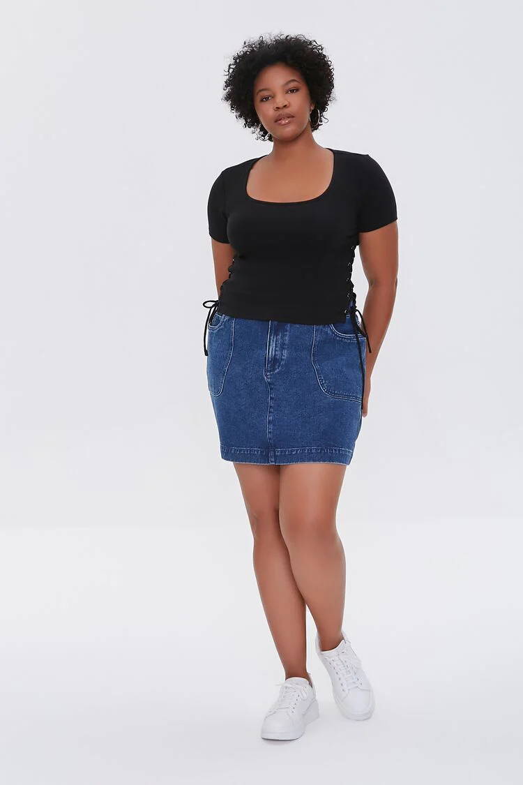 Plus Size Ribbed Drawstring Tee - Image 4