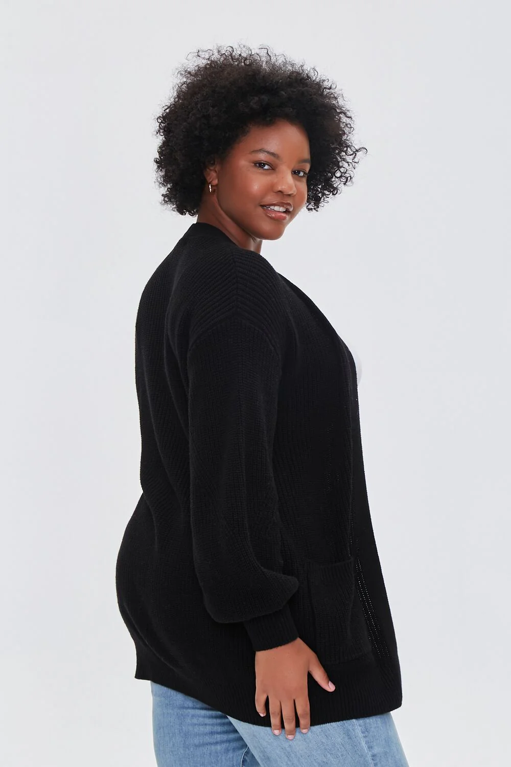 Plus Size Patch-Pocket Cardigan Sweater - Image 2