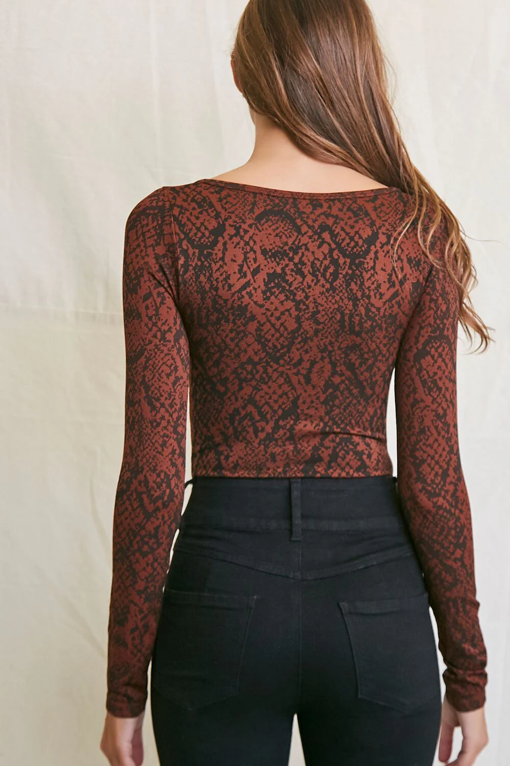 Snake Print Long-Sleeve Bodysuit - Image 3