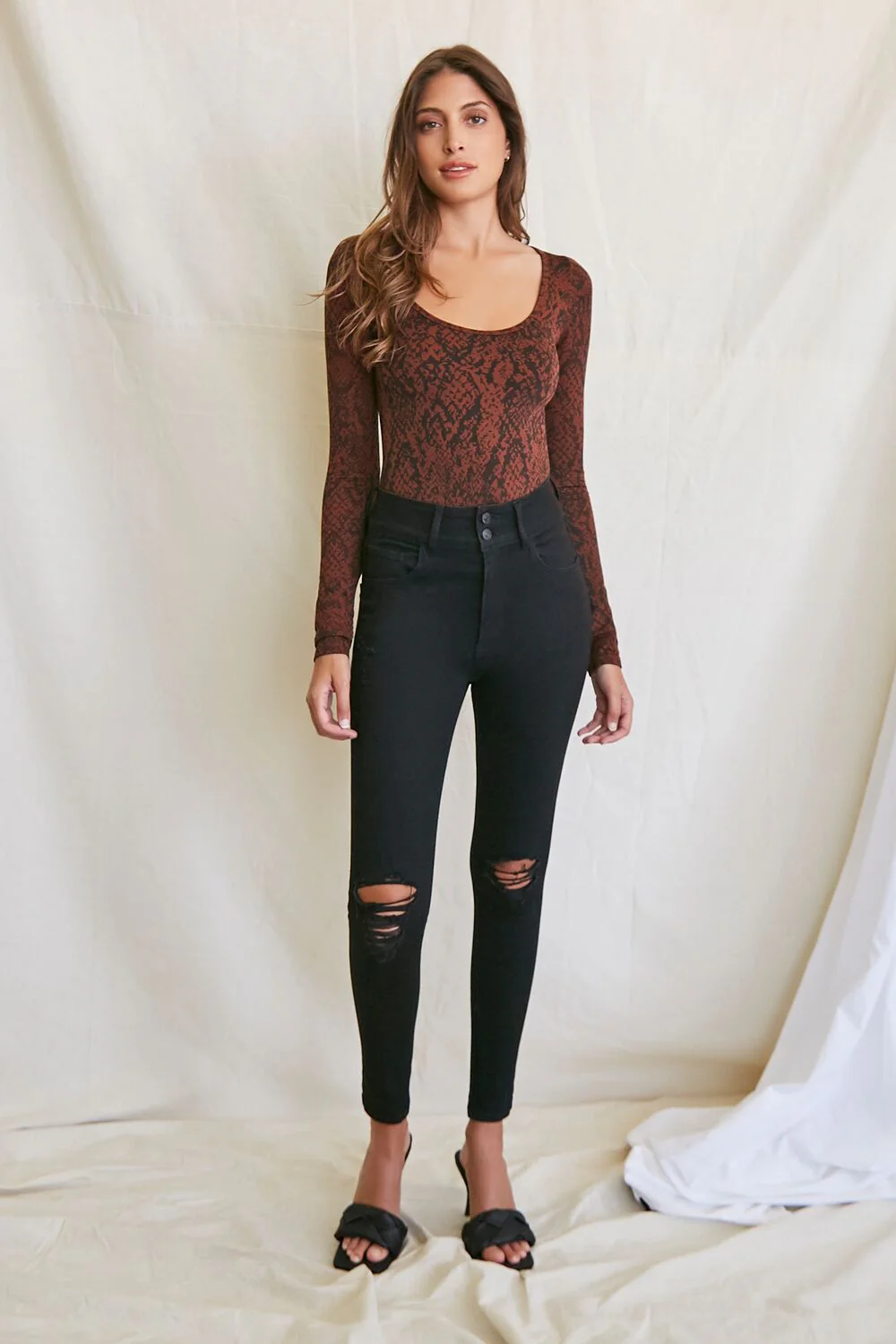 Snake Print Long-Sleeve Bodysuit - Image 4