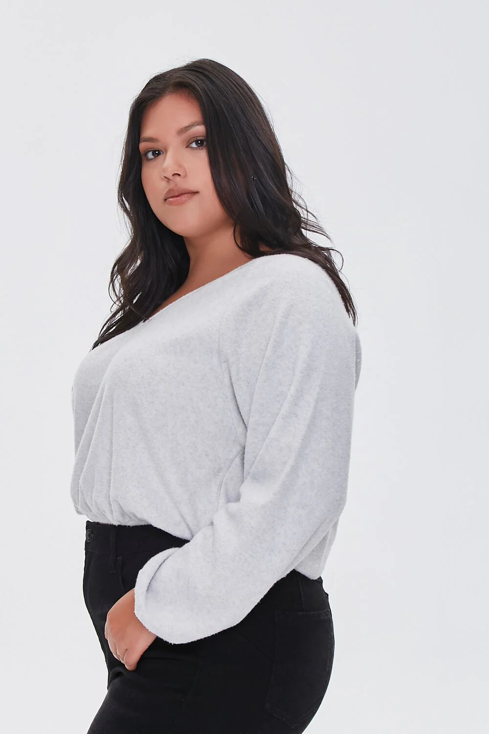 Plus Size Raglan Sleeve Crop Top - Image 2