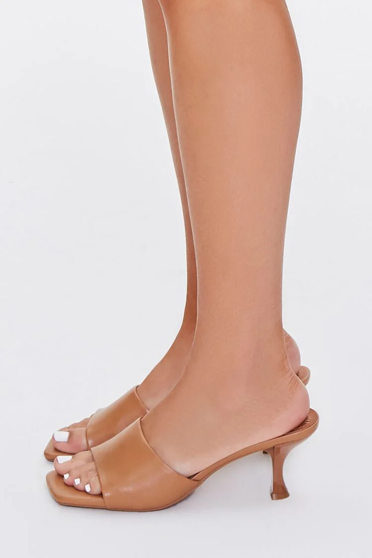 Faux Leather Square-Toe Heels - Image 2