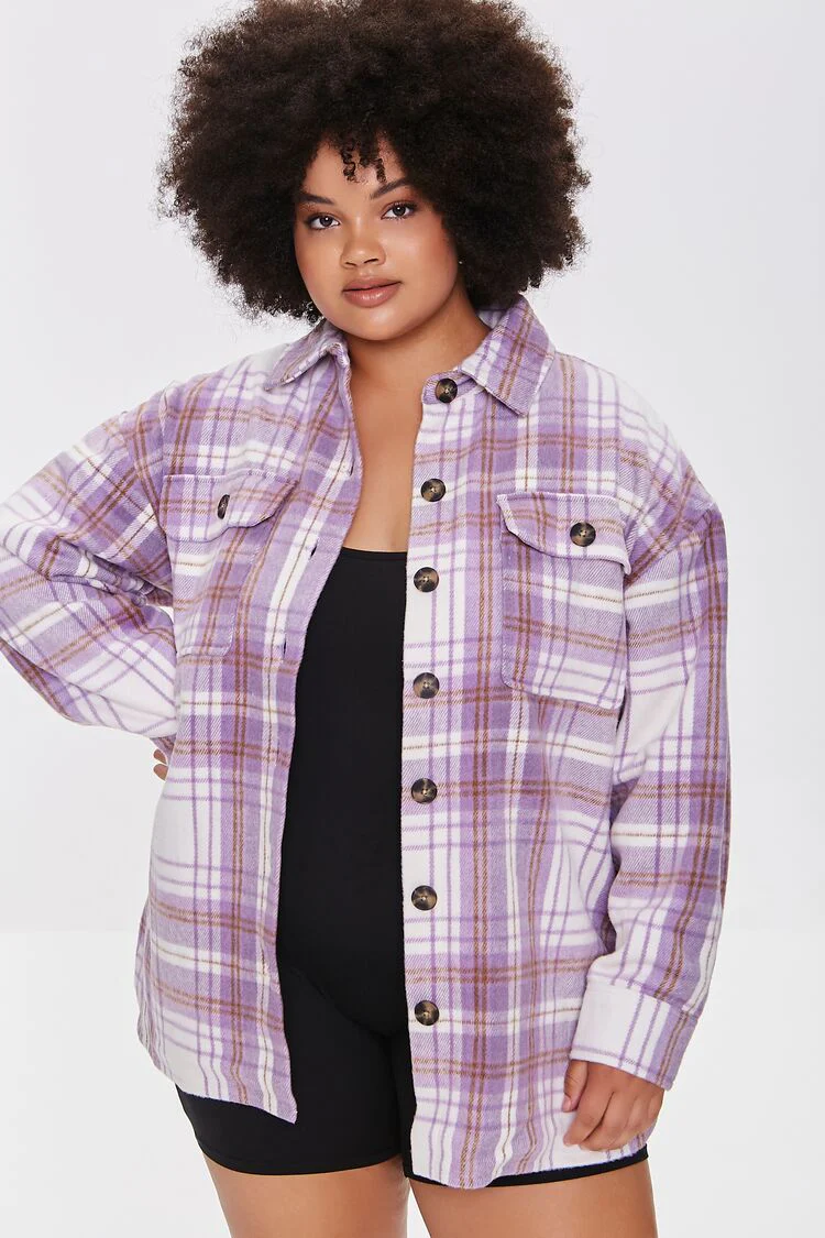 Plus Size Plaid Shacket - Image 2