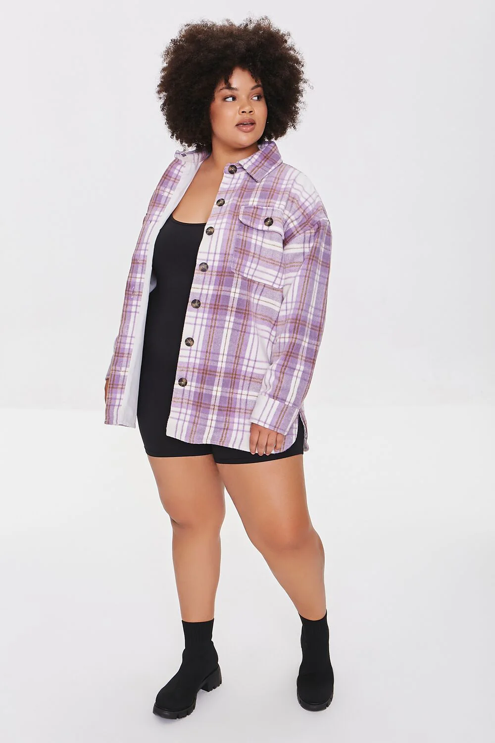 Plus Size Plaid Shacket - Image 5