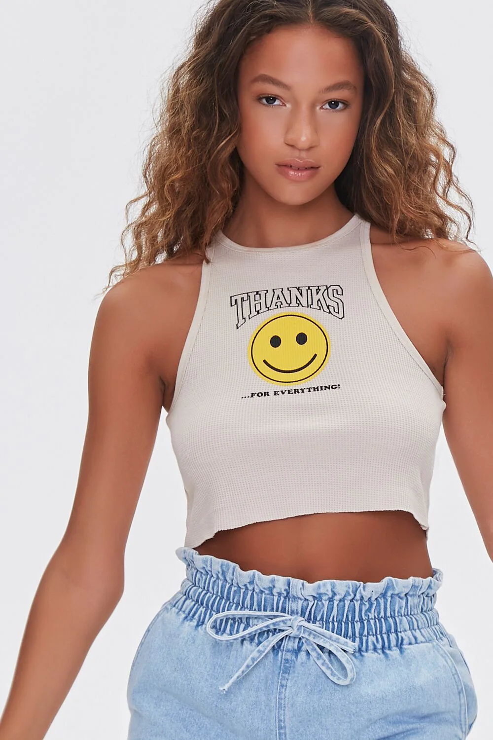 Happy Face Thanks Graphic Cropped Cami - Image 6