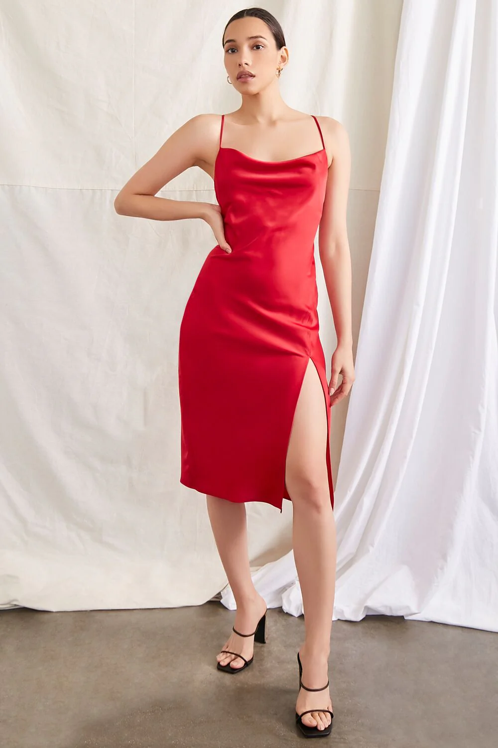 Satin Cowl Slip Dress - Image 4