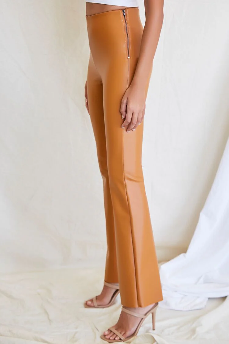 Faux Leather Flare Pants - Image 3