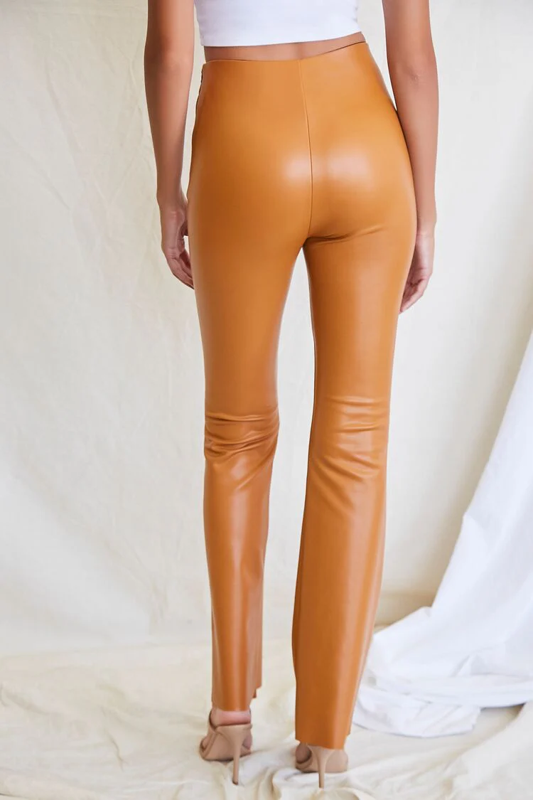 Faux Leather Flare Pants - Image 4