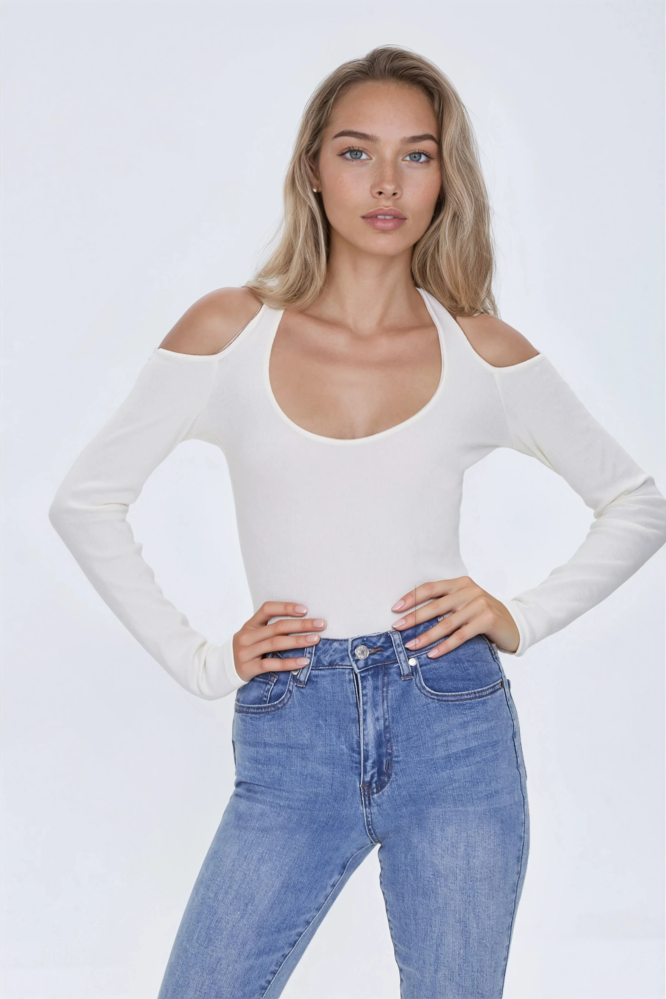Ribbed Open-Shoulder Top - Image 5