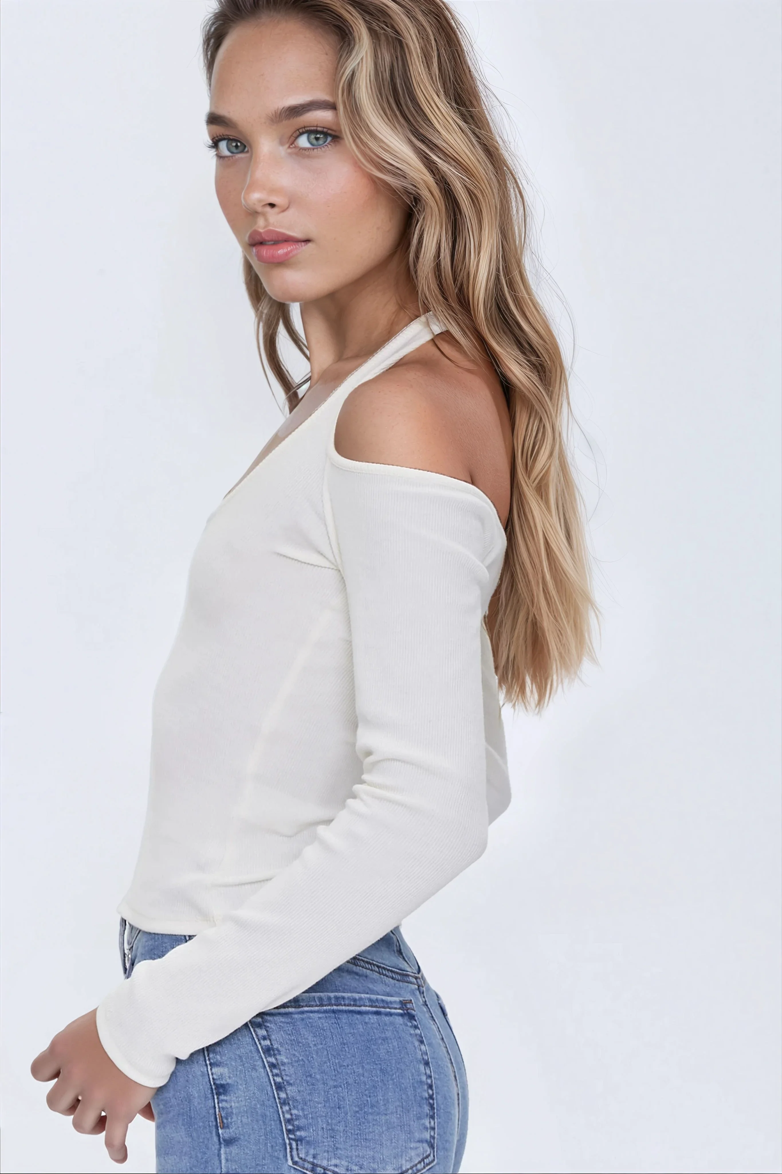 Ribbed Open-Shoulder Top - Image 8